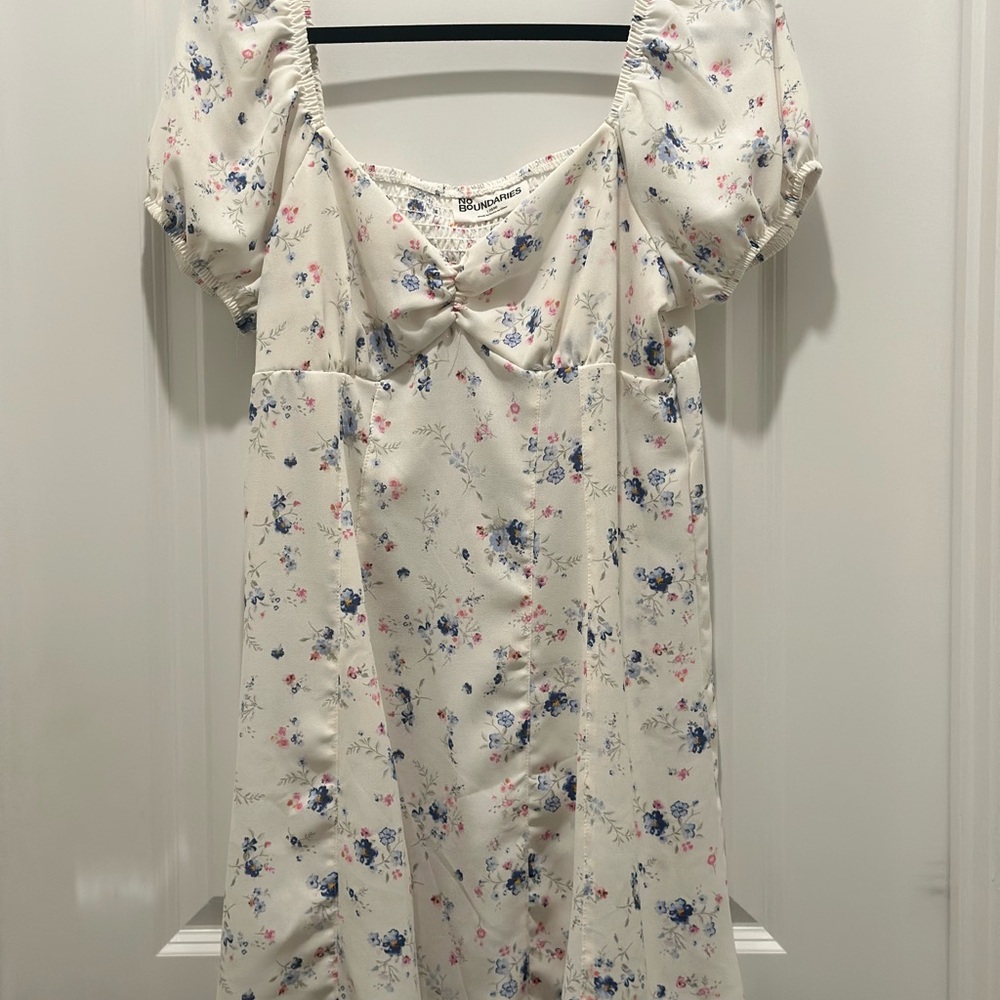 No Boundaries Floral Midi Dress - White, Blue, Pink